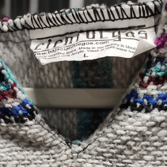 Multi-colored baja hoodie-style poncho from Cienfuegos size Large - NWT - Picture 4 of 4